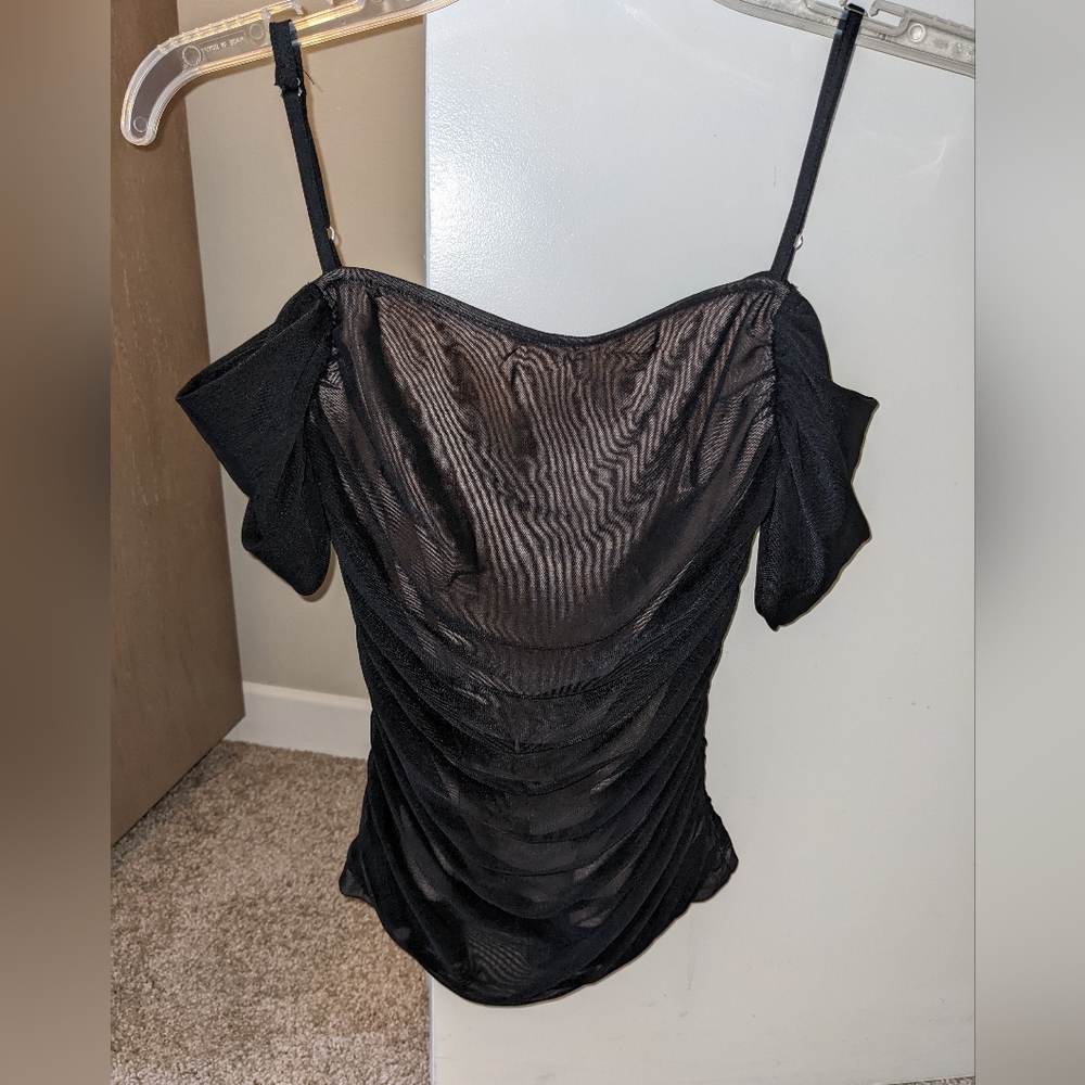 Cold shoulder short sleeve blouse